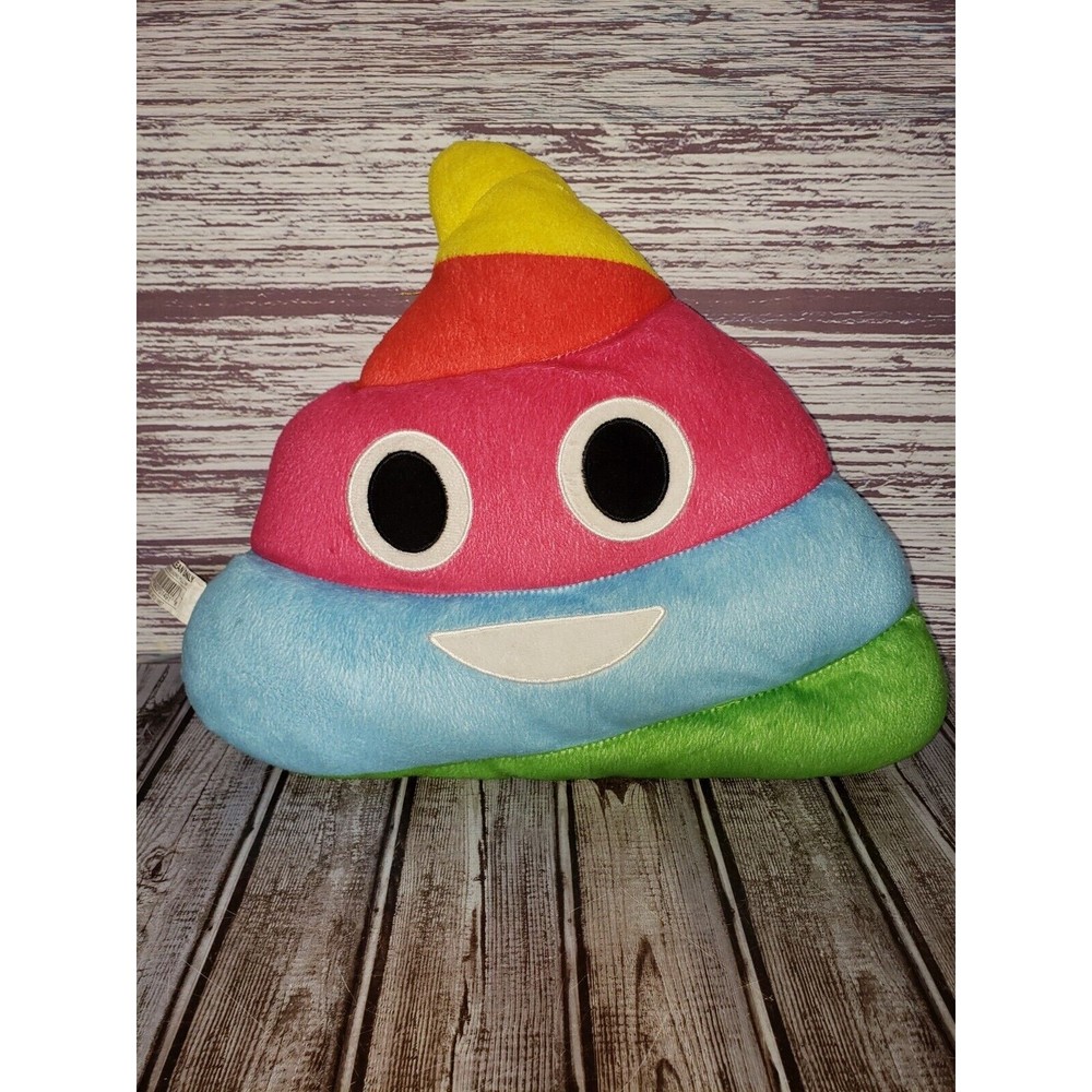Rainbow Poop Emoji Plush Pillow Emoji Expressions 12.6 in x 12.6 in x 3.94